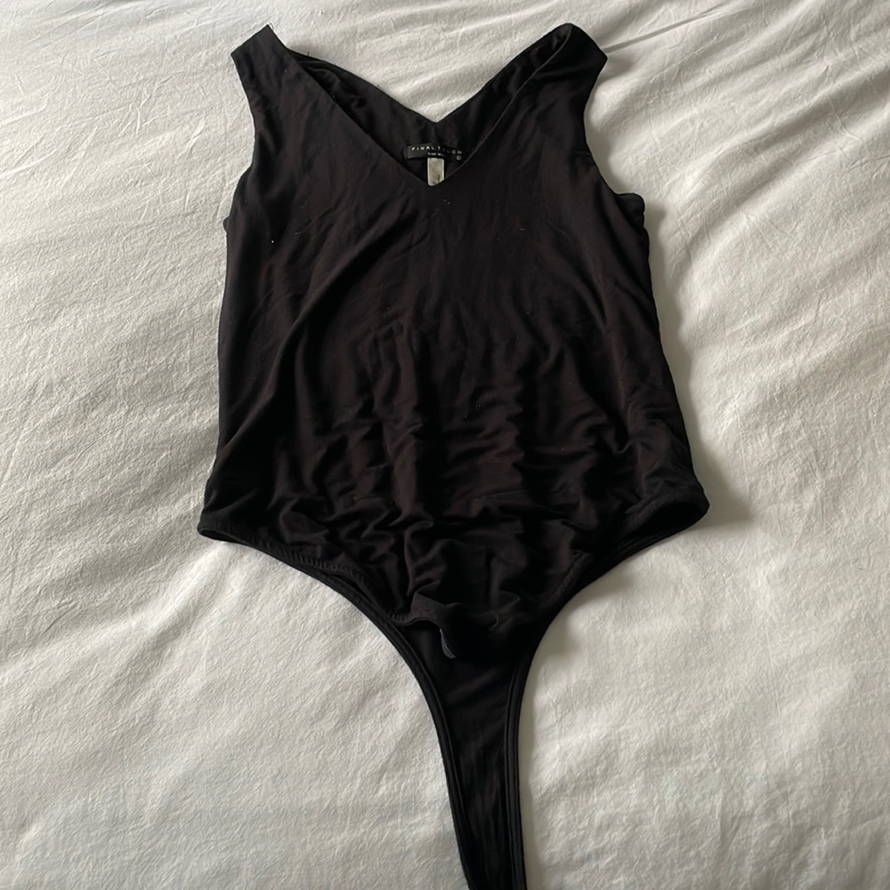 Black v bodysuit from bobbles and lace